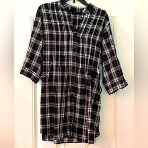 Paper Tee shirt style dress black and white plaid